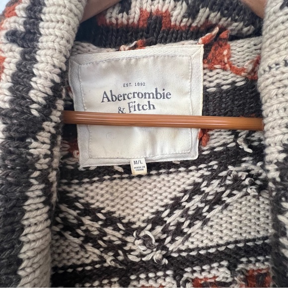 Abercrombie & Fitch Wool Blend Bohemian Aztec Print Open Hippie Cardigan Sz M/L - Picture 6 of 9